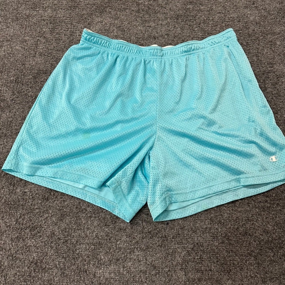 Champion Shorts Womens Size 1X Blue Mesh Athletic Gym Casual C3E0297CP723